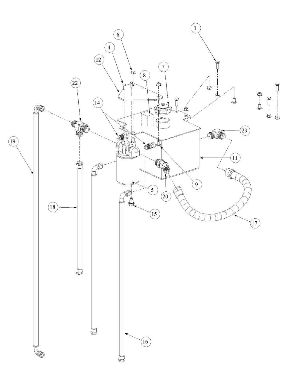Hydro Pump Assembly Diagram and Parts List for M54-KW 53AB5DBW150-23-HP Cub Cadet Lawn Tractor